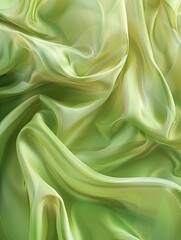 Obraz premium Abstract green flowing fabric waves background, elegant and soft