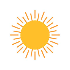 Vector image of a sun icon with white background