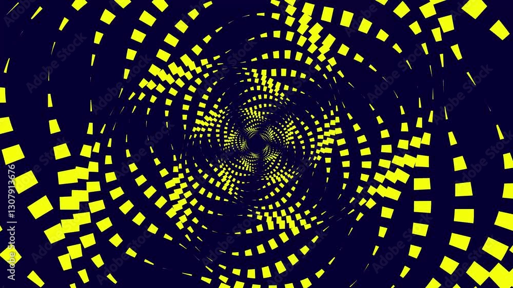 Poster color abstract motion footage clip with centrifugal rotation of hatched pattern super spirals.