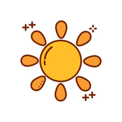 Vector image of a sun icon with white background