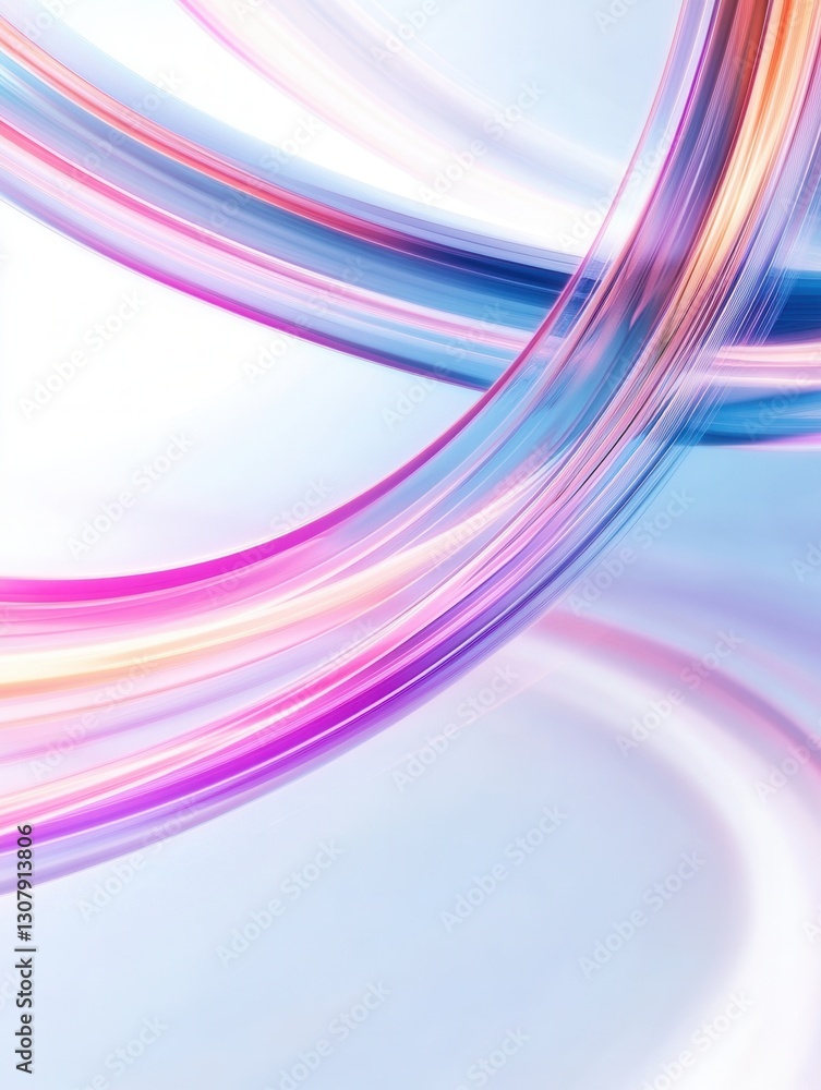 Aufkleber Glowing neon lines create an elegant, futuristic composition on a smooth white background Generative AI
