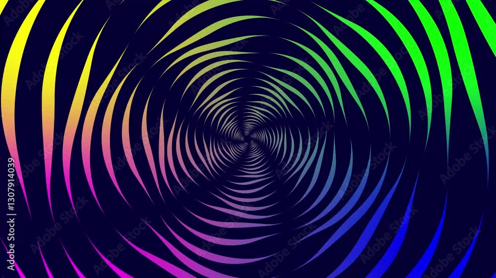 Poster abstract spiral tunnel with lights and dynamic curves.