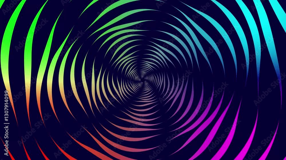 Poster abstract spiral tunnel with lights and dynamic curves.