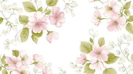 Delicate Pink Floral Pattern Background