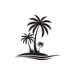 palm tree silhouette logo vector line art logo design