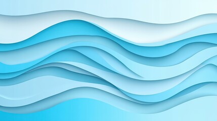 Vibrant blue abstract background with layered paper cut waves, perfect for World Oceans Day designs and ecofriendly materials.