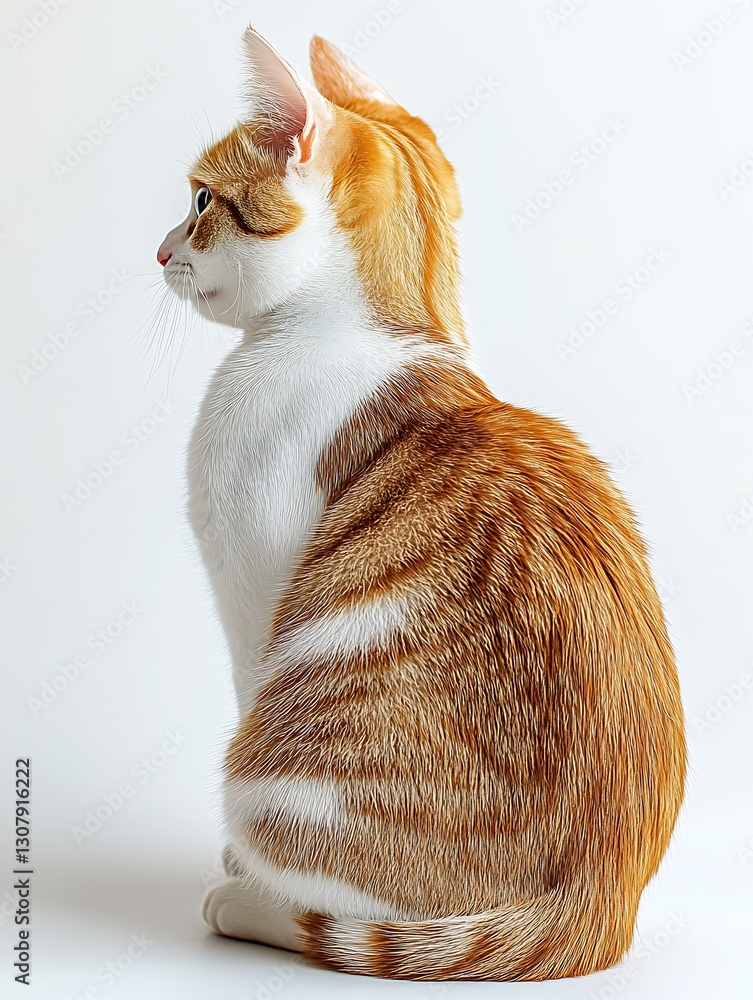 Poster close-up profile view of a beautiful ginger cat showcasing elegant fur and unique stripes : generati