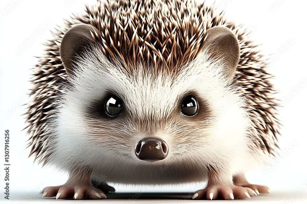 Poster Adorable close up of a cute hedgehog with bright eyes and distinctive spines looking at the camera : Generative AI