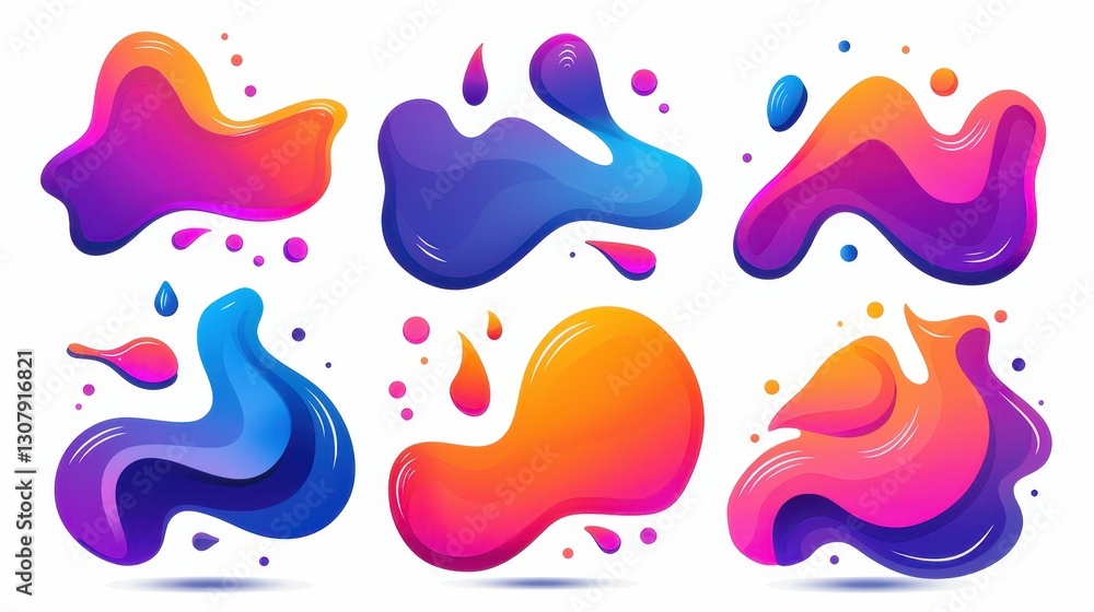 Poster explore a vivid collection of round, colorful blobs and organic shapes, perfect for unique design in