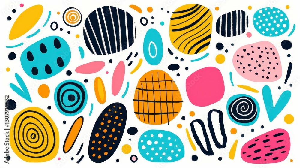 Poster explore a vivid collection of round, colorful blobs and organic shapes, perfect for unique design in