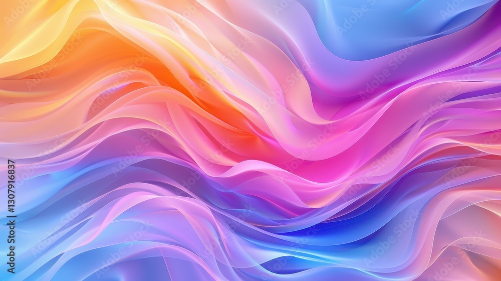 Poster experience the allure of abstract patterns in a dreamy blend of pastel waves and magical light. perf