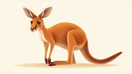 A basic kangaroo with a pouch, illustrated in a minimalist style featuring clean lines and simple shapes.