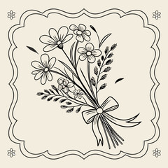 vector botanical plant and flower for logo and t-shirt