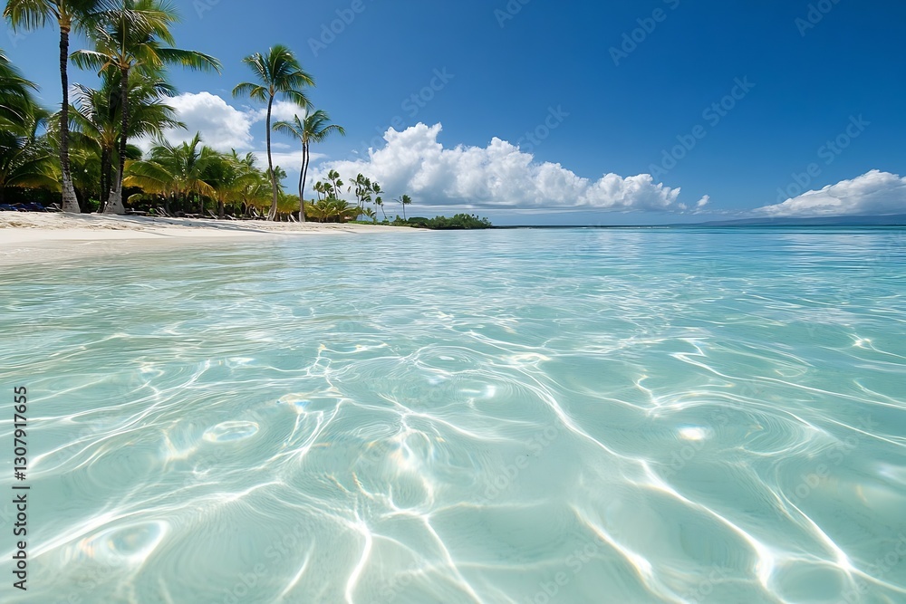 Aufkleber crystal clear turquoise water and palm trees create a tropical paradise on this idyllic beach : gene