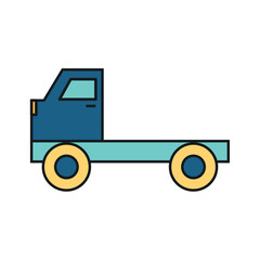 Vector Illustration of a Colorful Blue Cartoon Flatbed Truck Toy for Children with Simple and Fun Design
