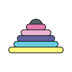 Vector Illustration of a Colorful Stacking Ring Toy Pyramid for Early Childhood Learning and Development