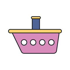 Vector Illustration of a Colorful Toy Boat with Portholes for Children and Preschool Activities