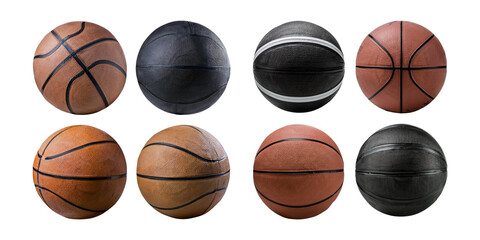 Diverse Collection of Basketballs on a White Background