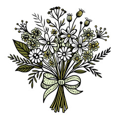 vector botanical plant and flower for logo and t-shirt