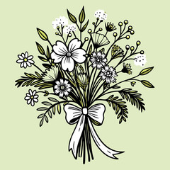 vector botanical plant and flower for logo and t-shirt