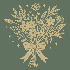 vector botanical plant and flower for logo and t-shirt