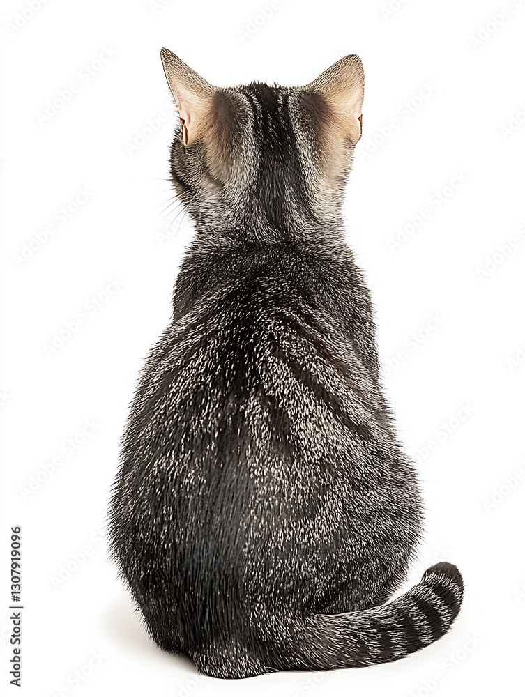 Poster adorable cat sitting gracefully with a stunning coat on a clean white background highlighting its fe