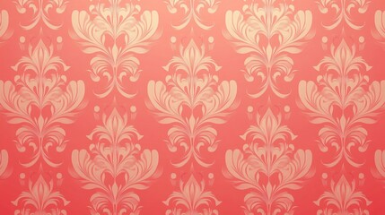 Fototapeta premium Decorative Coral Damask Pattern Background