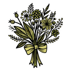 vector botanical plant and flower for logo and t-shirt