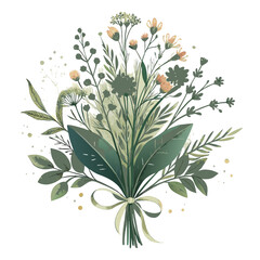 vector botanical plant and flower for logo and t-shirt