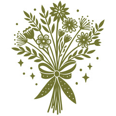 vector botanical plant and flower for logo and t-shirt