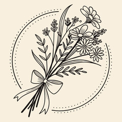 vector botanical plant and flower for logo and t-shirt