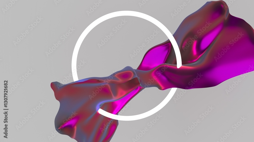 Poster 3D illustration of a dynamic, flowing magenta shape intertwined with a white circle on a neutral background. The design emphasizes modern, abstract aesthetics with a sense of motion and creativity.