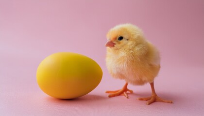 Obraz premium cute baby chicken with an egg