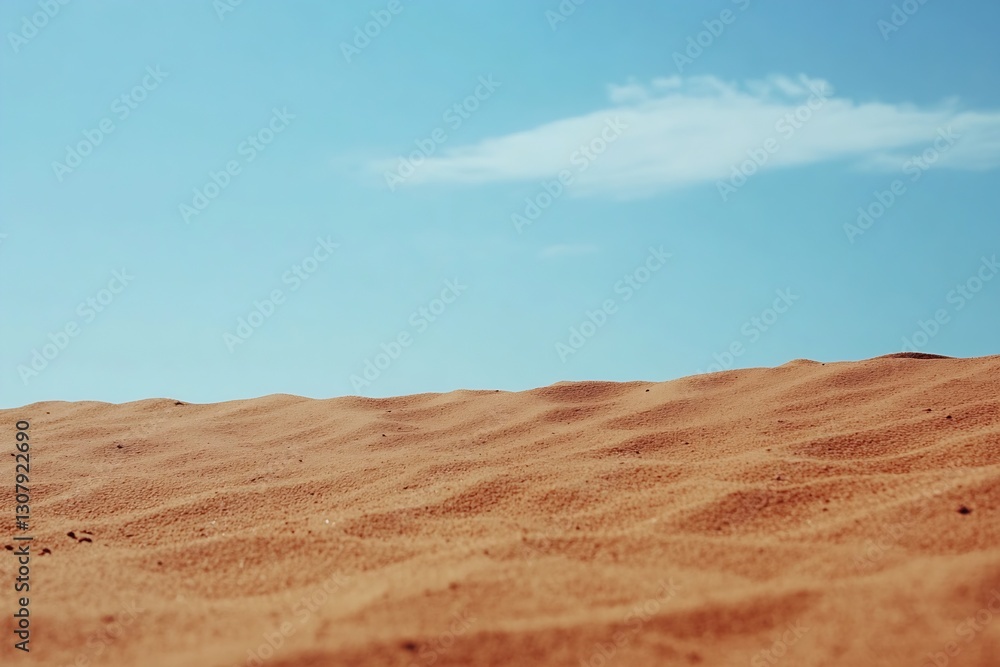 Aufkleber close-up of soft sandy surface under clear blue sky with wispy clouds on a warm day : generative ai