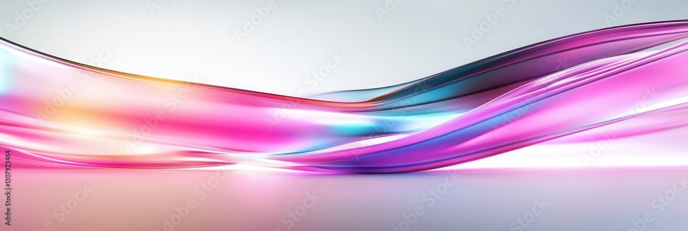 Poster Glowing neon lines create a smooth and elegant composition on a bright background in futuristic digital artwork Generative AI