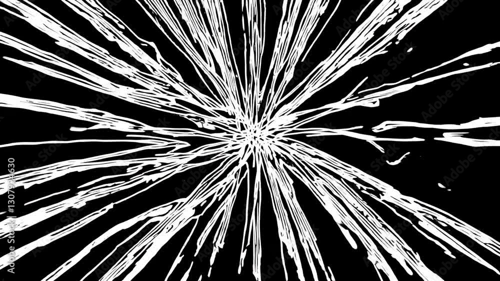 Aufkleber dynamic video effect with a burst of white lines on a black background, captured from a front-facing