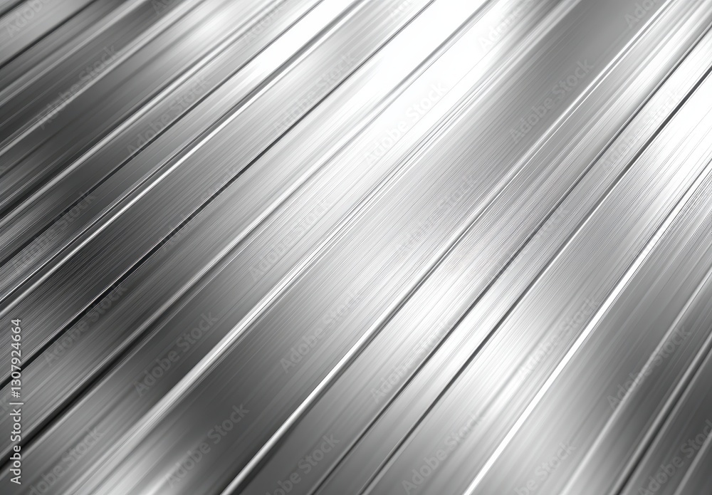 Poster gleaming metallic surface abstract design with parallel lines reflecting light in modern technology 