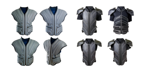 Unique Armored Vests Displayed in Four Different Angles and Styles