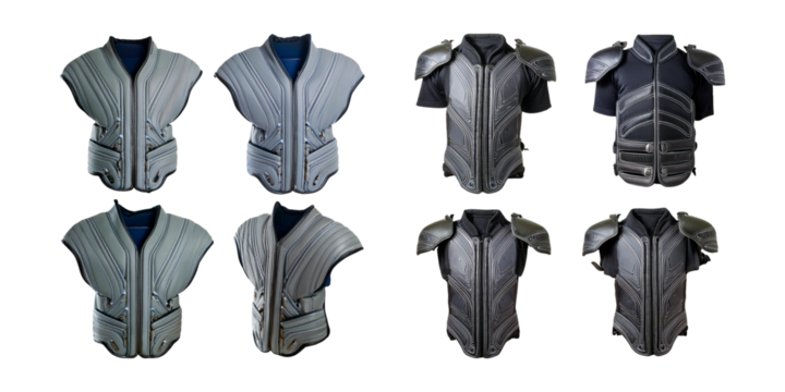 Unique Armored Vests Displayed in Four Different Angles and Styles