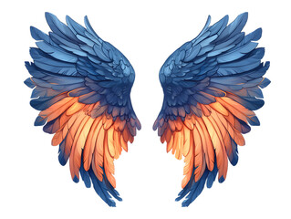 Fototapeta premium Pair of Vibrant Blue and Orange Angel Wings