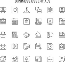 business essentials line icons set.