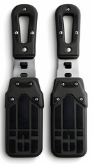 3D Render of Black Car Pedals with Grippy Surface and Carabiner Clip - Automotive Footrest Accessories