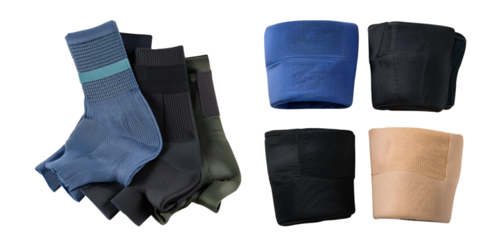 Colorful Athletic Socks and Supportive Braces for Fitness Activities