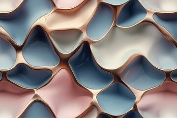 Modern Organic Pattern with Gentle Colors and Metallic Highlights