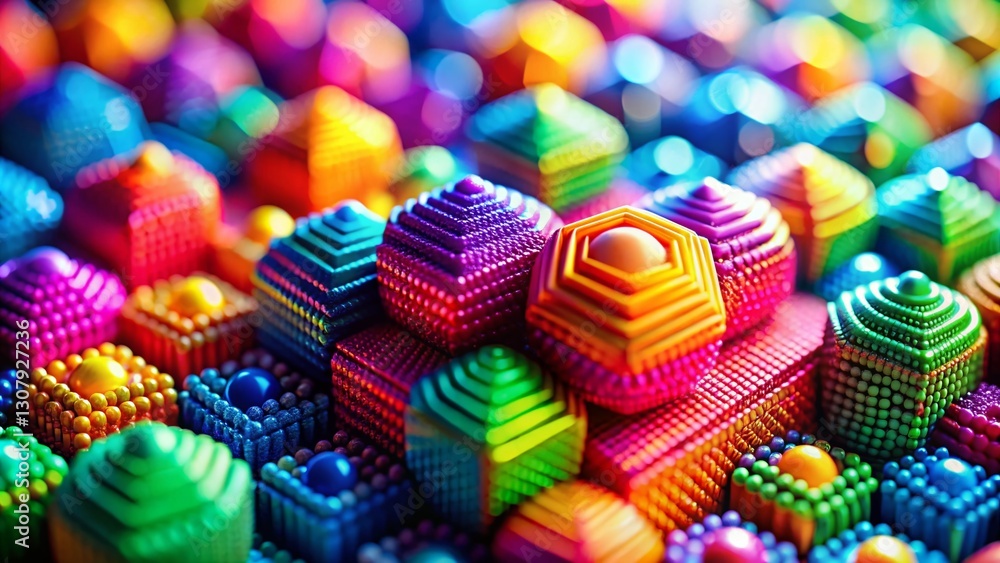 Poster abstract geometric toy surface with parallel lines and bokeh, colorful texture background
