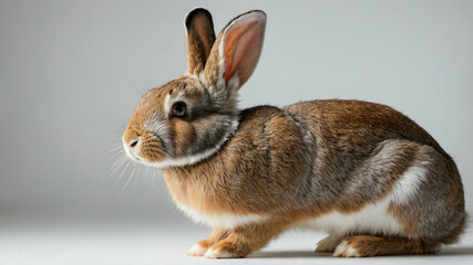 Obraz premium European rabbit or common rabbit or Oryctolagus cuniculus against white background 