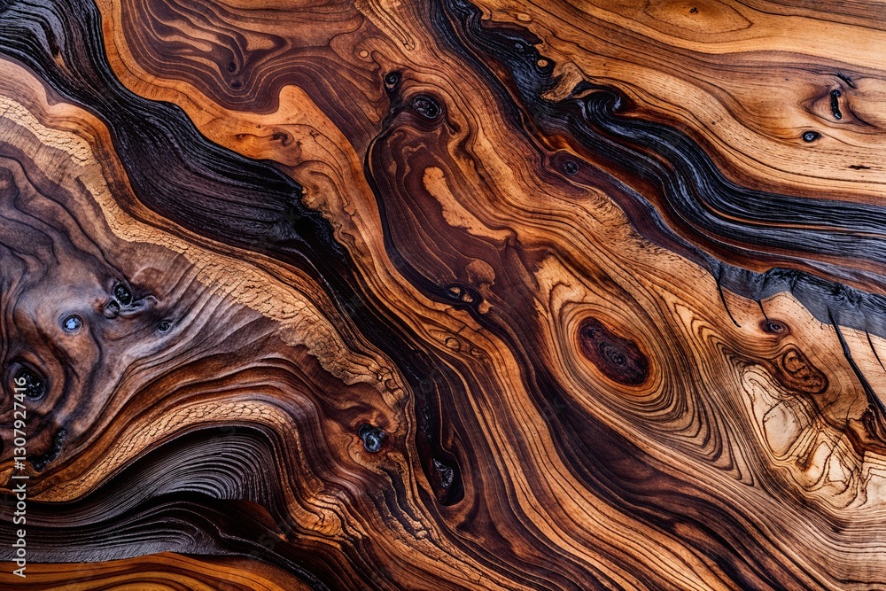 Poster macro shot of polished wood grain highlighting intricate rustic texture and unique patterns