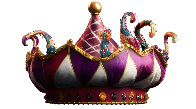 Jester hat, isolated on a transparent background. - Powered by Adobe