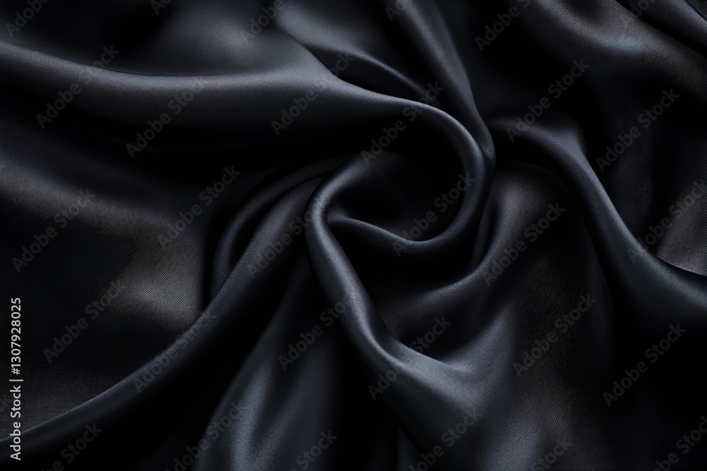 Aufkleber luxurious black satin fabric texture with smooth elegant folds and intricate patterns for design use