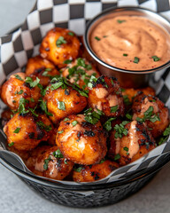 Delicious Grilled Cheese Balls with Creamy Sauce - A Food Photography Image